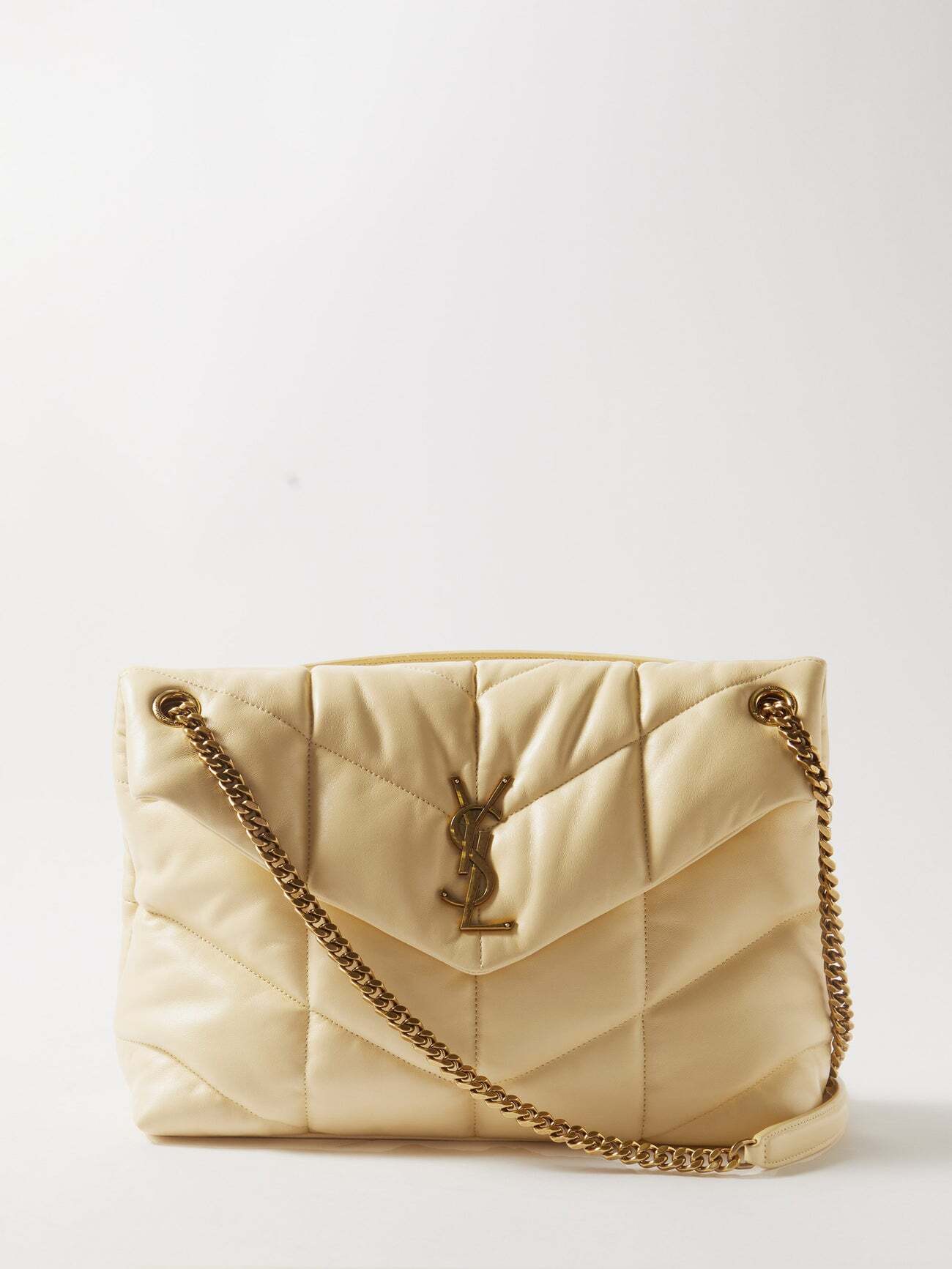 Saint Laurent - Puffer Medium Ysl-logo Padded Leather Shoulder Bag - Womens - Cream