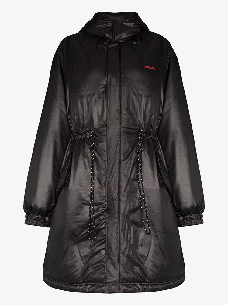 AMBUSH padded fishtail parka coat in black