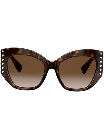 Valentino Eyewear embellished tortoiseshell effect cat eye sunglasses in brown
