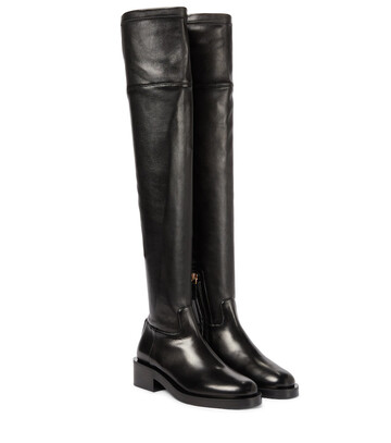 valentino garavani roman stud leather over-the-knee boots in black