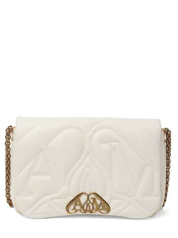 alexander mcqueen the seal leather shoulder bag in ivory