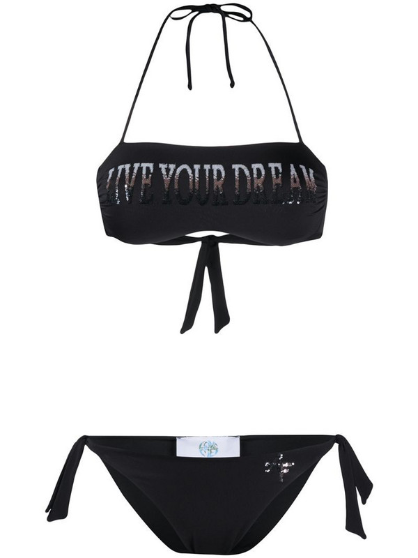 Alberta Ferretti printed bandeau bikini in black