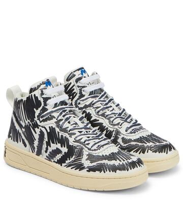Marni x Veja V-15 leather high-top sneakers in white