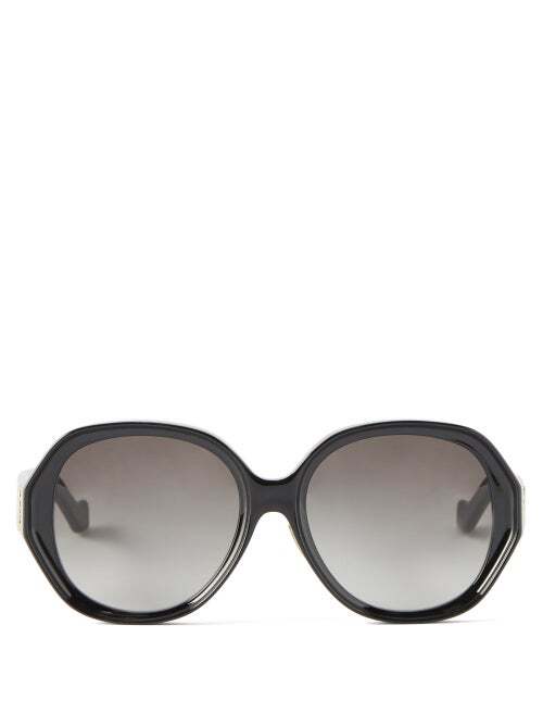 Loewe - Anagram Oversized Round Acetate Sunglasses - Womens - Black Grey