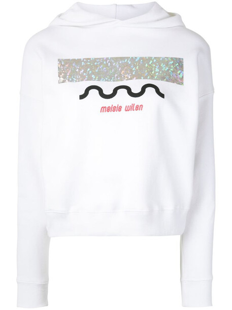 Maisie Wilen metallic-print hoodie in white