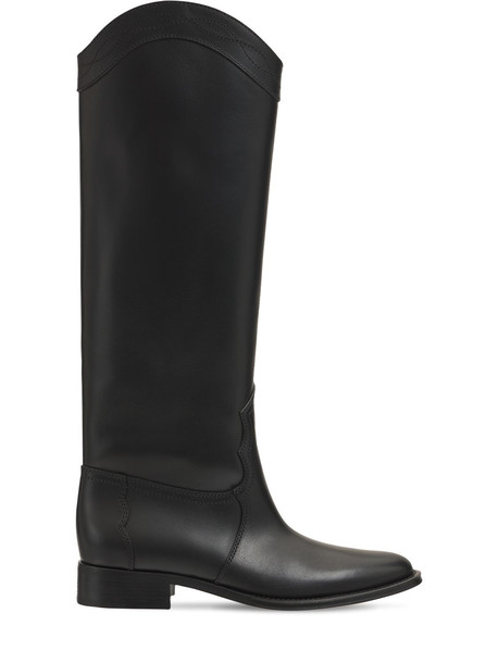 SAINT LAURENT 30mm Kate Leather Tall Boots in black