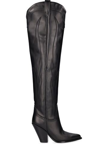SONORA 90mm Hermosa Leather Over-the-knee Boots in black