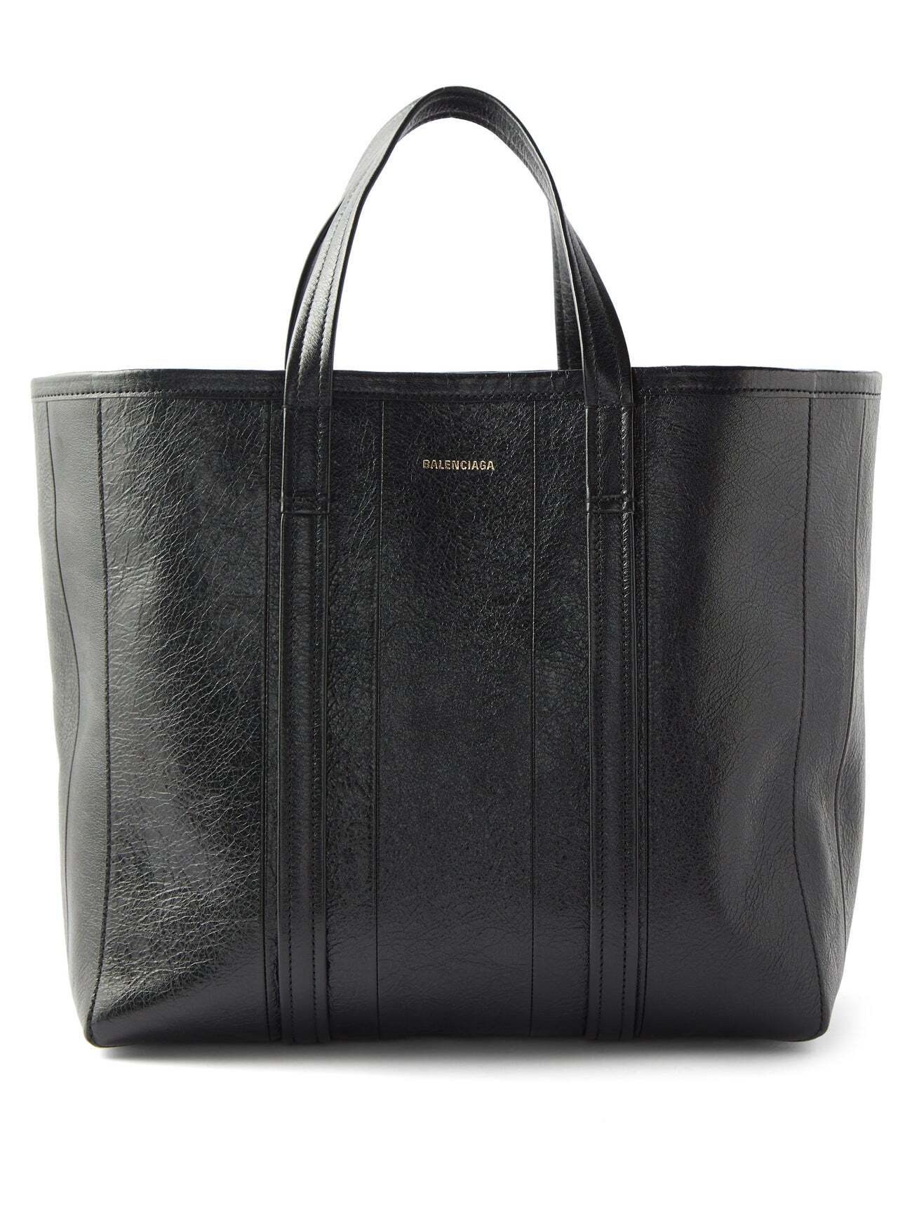 Balenciaga - Barbes M Crinkled-leather Tote Bag - Womens - Black