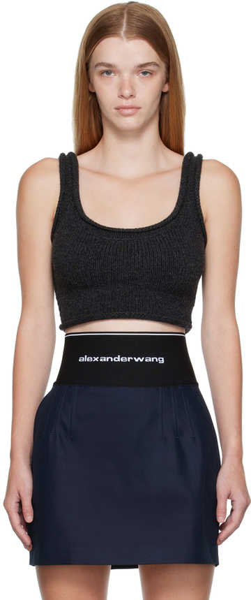 Alexander Wang Black Cropped Camisole in charcoal