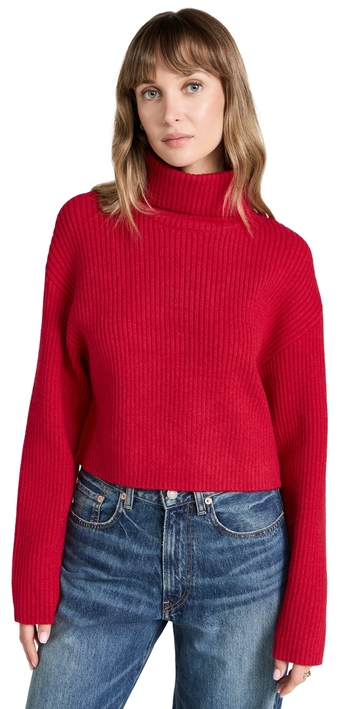 line & dot scarlet sweater scarlet l