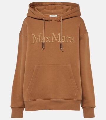 's max mara 's max mara agre logo cotton-blend jersey hoodie in brown