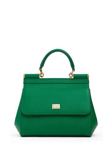 dolce & gabbana small sicily leather top handle bag in green