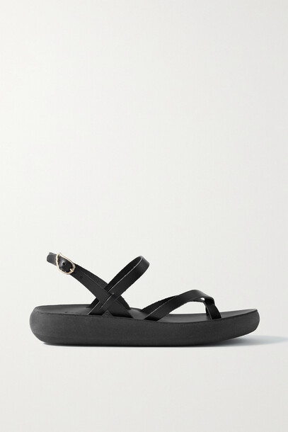 Ancient Greek Sandals - Tereza Comfort Leather Slingback Sandals - Black