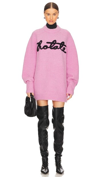 rotate knit oversized logo jumper in pink