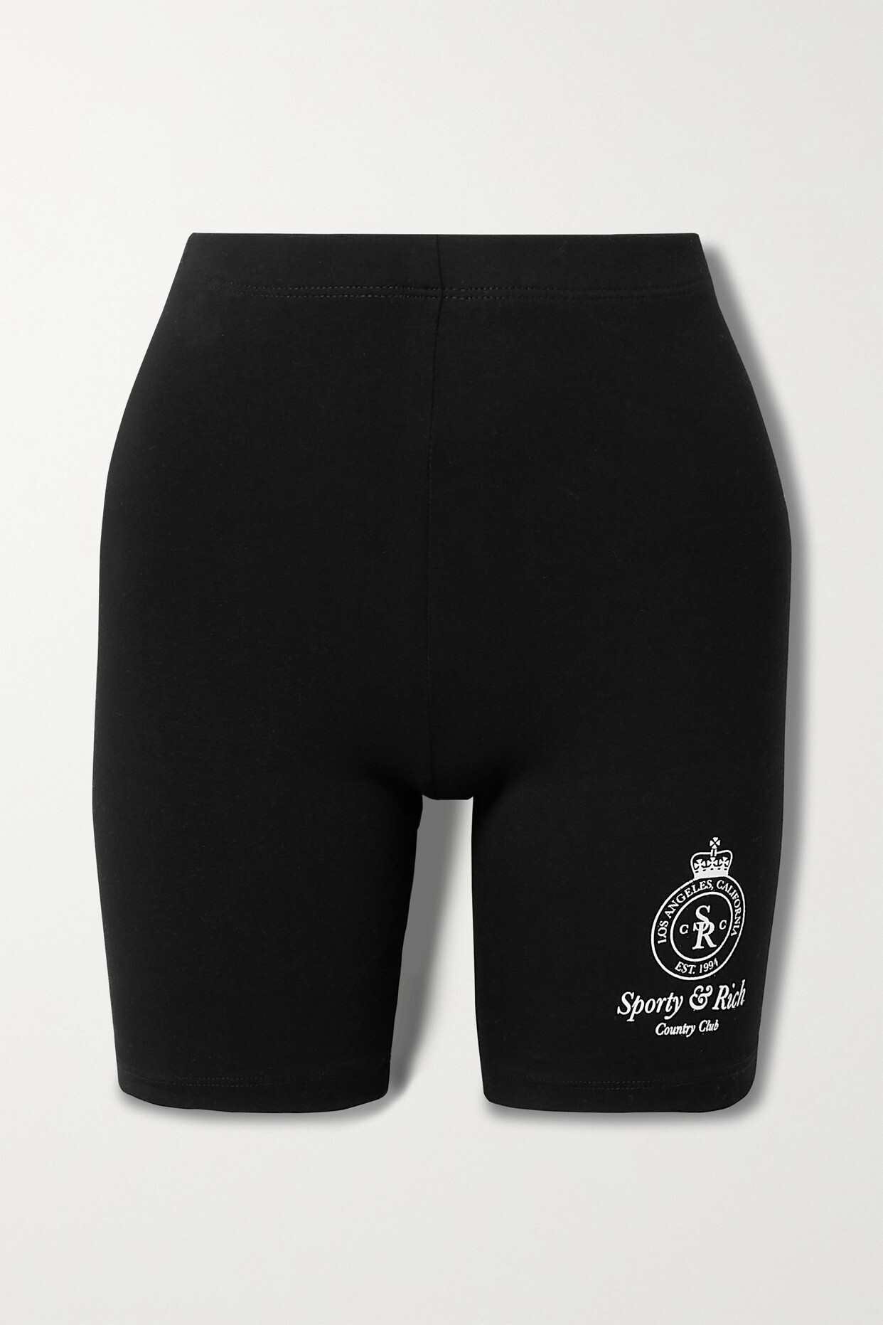 Sporty & Rich - Crown Printed Cotton-blend Jersey Shorts - Black