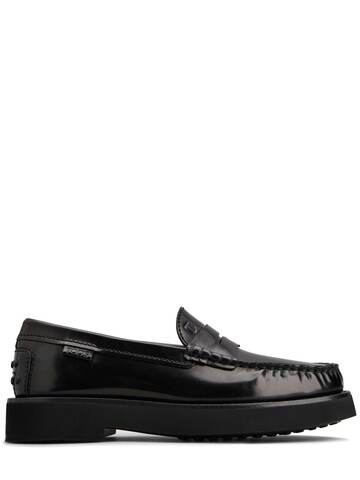 tod's logo leather loafers in black