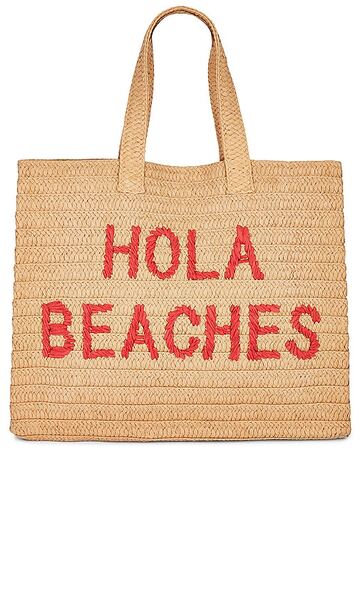 BTB Los Angeles Hola Beaches Tote in Tan in sand / red