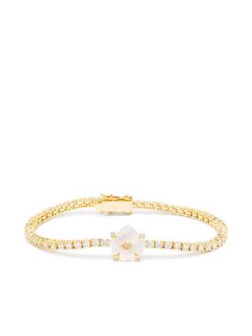 kate spade precious pansy delicate tennis crystal-embellished bracelet - gold