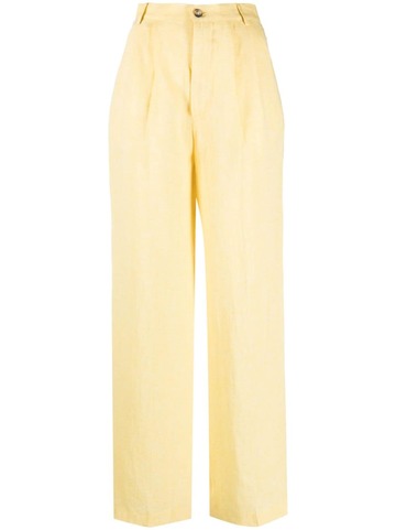 forte dei marmi couture high-waisted straight-leg linen trousers - yellow
