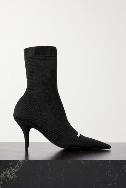 Balenciaga - Knife 2.0 Logo-appliquéd Stretch-knit Ankle Boots - Black