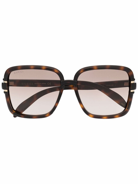 Gucci Eyewear tortoise-shell oversized sunglasses - Brown