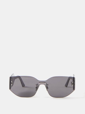 dior - diorclub rimless shield-lens oval sunglasses - womens - black grey