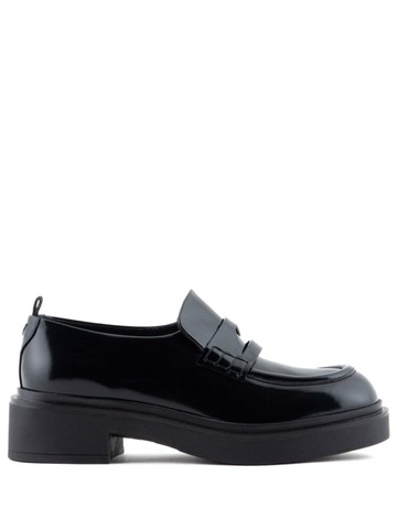 emporio armani penny-slot chunky leather loafers - black