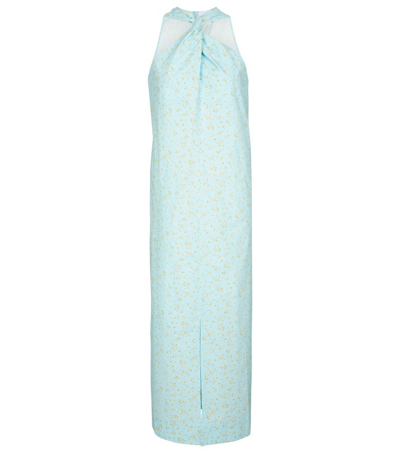Ganni Floral cotton maxi dress in blue