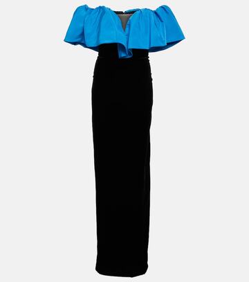 Monique Lhuillier Ruffle-trimmed taffeta gown in black
