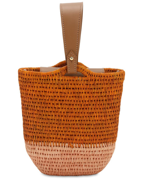 KHOKHO Zandi Raffia Bucket Bag in orange / pink