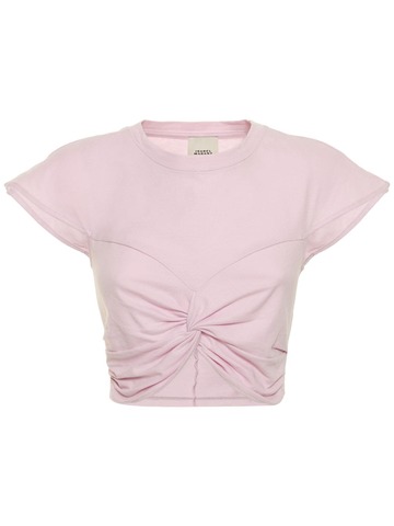 ISABEL MARANT Zineae Cropped Cotton Jersey T-shirt in pink