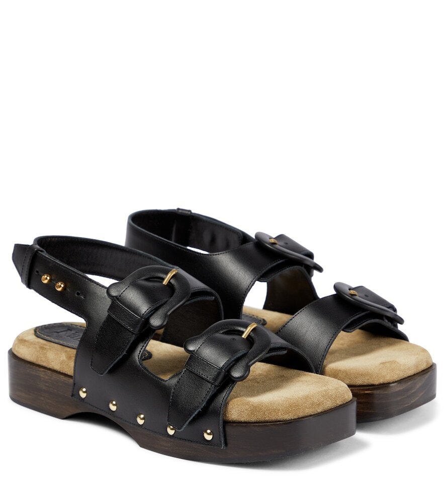 Nanushka Mahalia leather and suede sandals in black