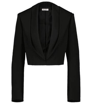 alaã¯a hooded cropped twill blazer in black