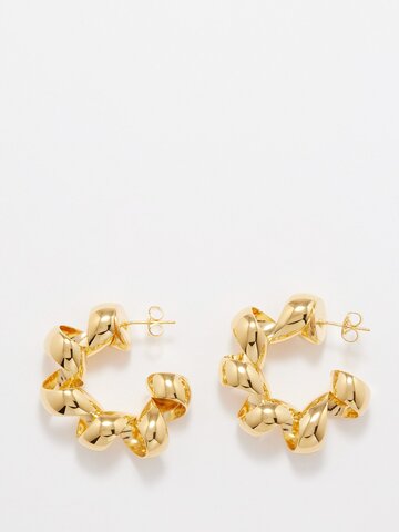 joolz by martha calvo - retro twisted 14kt gold-plated hoop earrings - womens - yellow gold