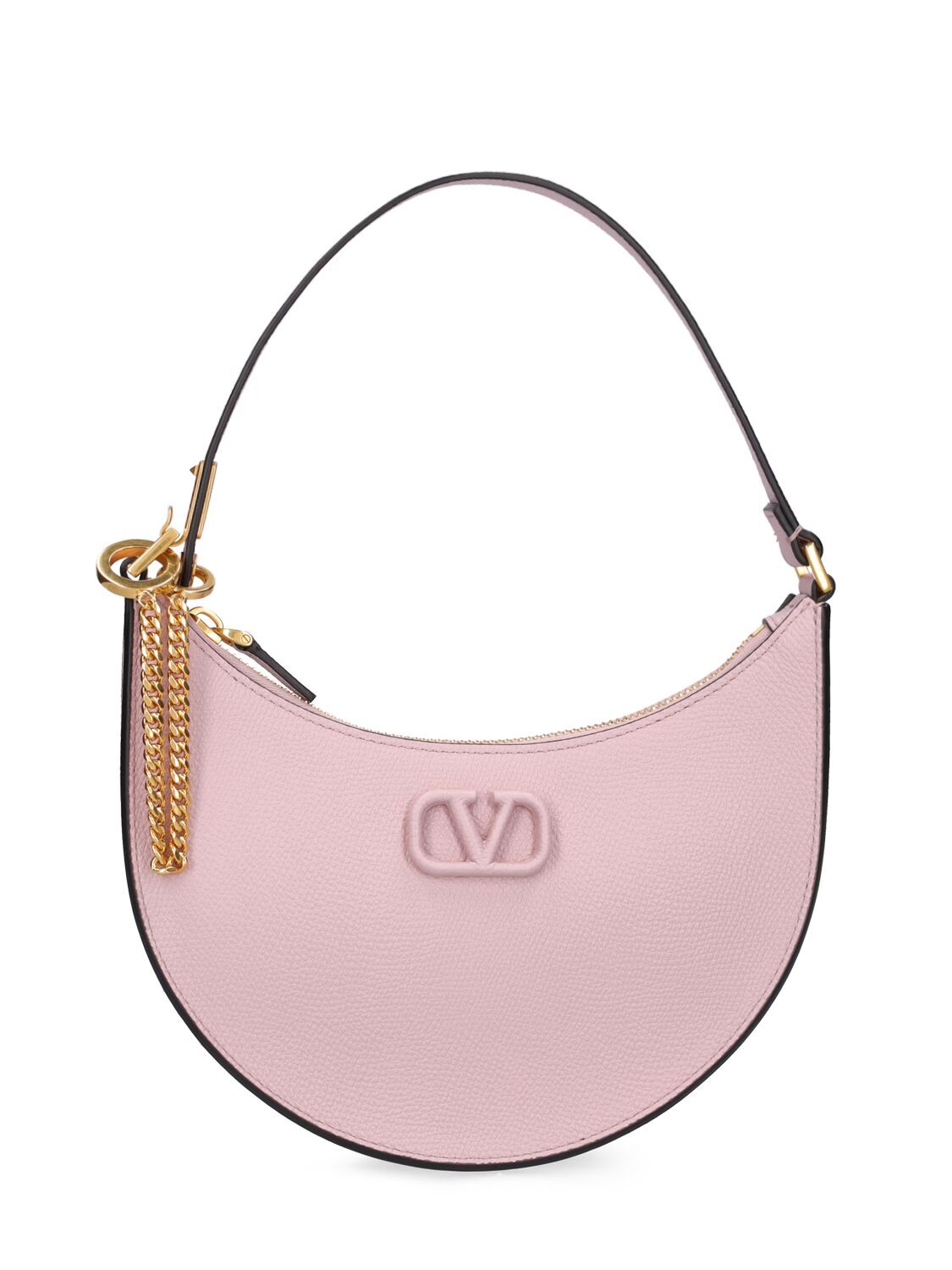 VALENTINO GARAVANI Mini V Logo Signature Leather Hobo Bag in lilac