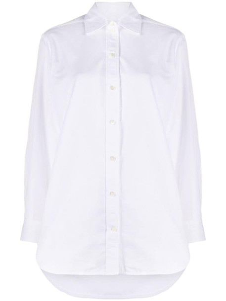 Victoria Beckham longline long sleeve shirt in white