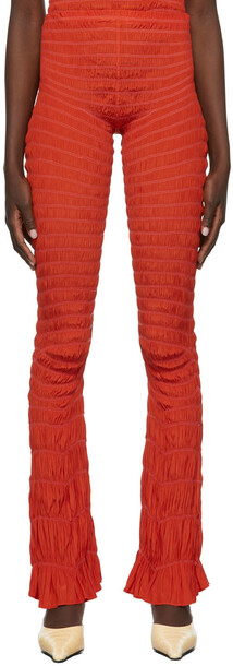 Gauntlett Cheng SSENSE Exclusive Red Flared Linear Elastic Trousers