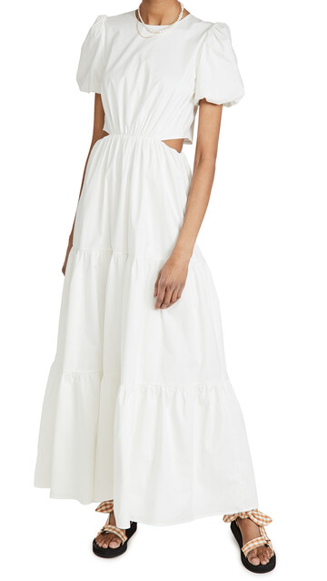 WAYF Plaza Cut Out Tiered Maxi Dress in ivory