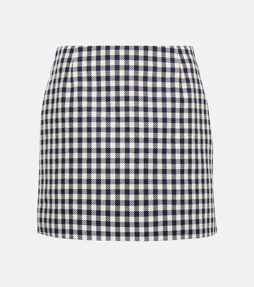 ami paris checked cotton and wool miniskirt in blue