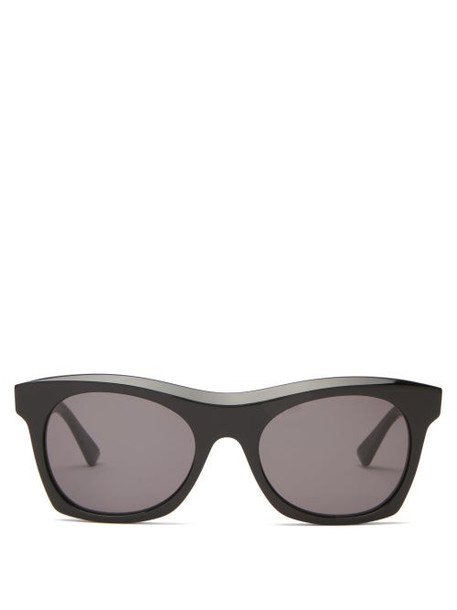 Bottega Veneta - Square Acetate Sunglasses - Womens - Black Grey