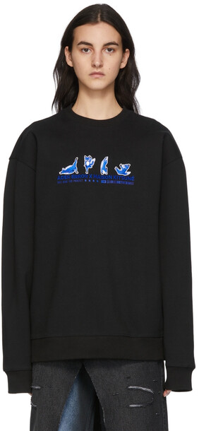 Maison Kitsuné Maison Kitsuné Black ADER error Edition Yoga Blue Fox Sweatshirt
