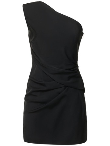 roland mouret asymmetric stretch silk crepe mini dress in black
