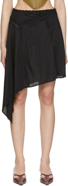 Vaillant Studio SSENSE Exclusive Black Deconstructed Asymmetric Lace Skirt