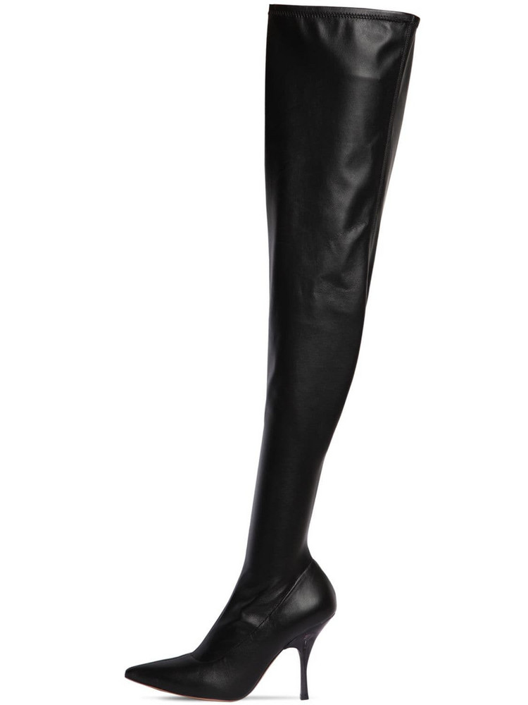 ROCHAS 100mm Faux Leather Over-the-knee Boots in black