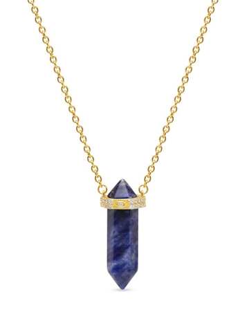 nialaya jewelry dumortierite crystal-embellished necklace - gold