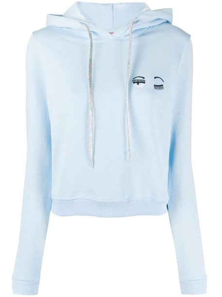 Chiara Ferragni embroidered signature wink hoodie in blue