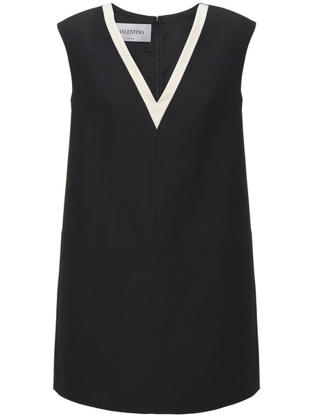 VALENTINO Wool & Silk Crepe Couture Mini Dress in black / ivory