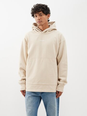 acne studios - franklin cotton-fleece jersey hoodie - mens - light beige