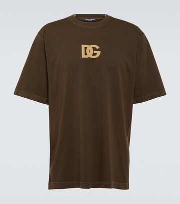 dolce&gabbana logo cotton t-shirt in brown