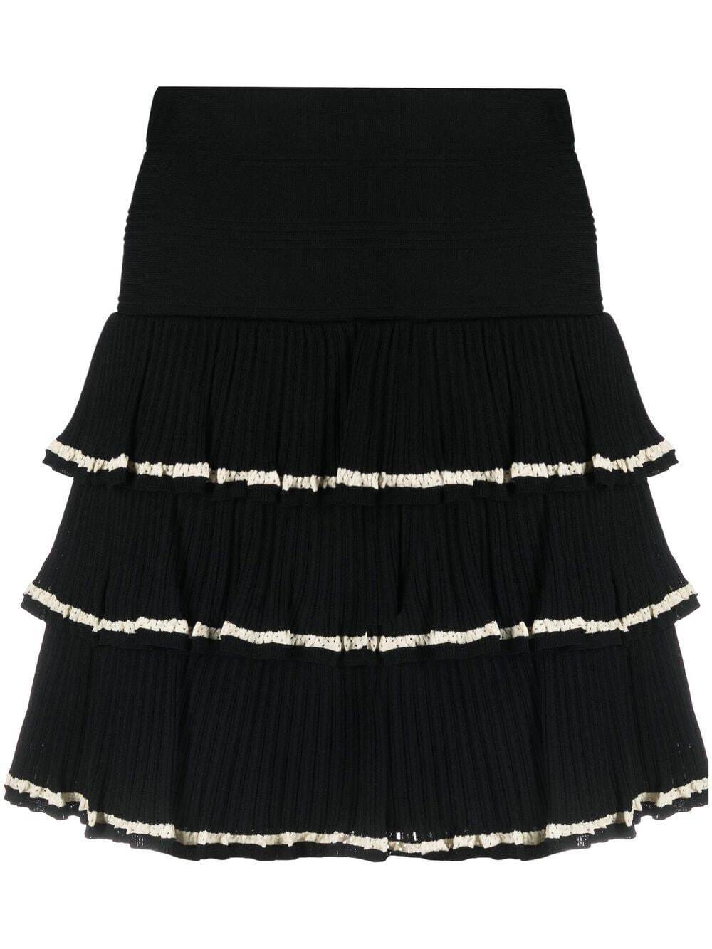 SANDRO Camia pleated tiered skirt - Black